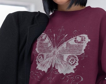 Fairycore Butterfly Sweater, Grunge Sweater, Butterfly Crewneck Sweater, Y2K Oversized Sweater, 2000s Sweatshirt, Goth Sweater