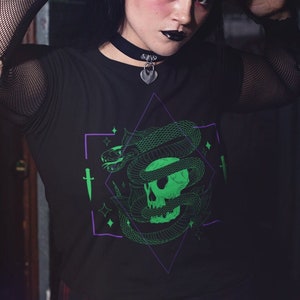 Cyberpunk Clothing Goth Shirt Mall Goth Shirt Skull Shirt Snake Shirt Gothic Shirt Alt Shirt Alternative Clothing Streetwear Shirt