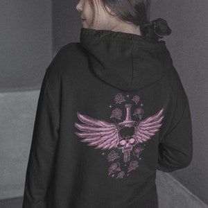 Alt Clothing Goth Clothes Pastel Goth Skull Hoodie Grunge Hoodie Streetwear Hoodie Pastel Grunge Goth Hoodie Oversized Hoodie Angel Hoodie