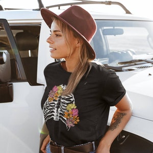 Skeleton Flower Halloween Shirt, Skeleton Shirt, Halloween Graphic Tee, Skeleton Bones Shirt, Halloween Gift  for Women