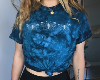 Butterfly Shirt Butterfly Top Monarch Butterfly Tie Dye Butterfly T Shirt Blue Tie Dye Shirt Y2K Clothes Y2K Aesthetic Y2K Shirt