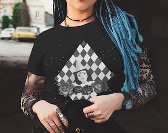 Koszulka Clowncore Clowncore Odzież Dark Clowncore Gotycka koszula Goth Clown Koszulka Sad Boi Goth Streetwear Smutna koszulka Clown Mall Goth
