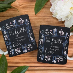 Lass deinen Glauben größer als deine Angst sein Strukturiertes Schwarz mit Floralem Sublimationstassen-Design, 11 Unze (oder 12 Unze) & 15 Unze, Vollverpackung, digitaler Download