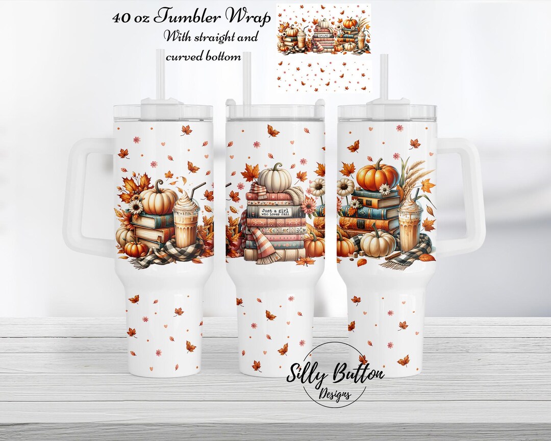 Just a Girl Who Loves Fall Books Coffee Latte Pumpkins 40oz Tumbler