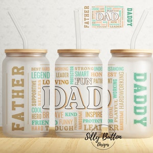 Papa papa papa fort aimant meilleur fête des pères 16 oz verre Libbey peut Tumbler Design en sublimation, modèle d'emballage complet PNG en téléchargement numérique