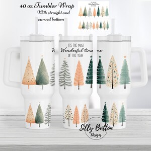 Kerstbomen mooiste tijd van het jaar 40 oz Tumbler Wrap sublimatie ontwerpsjabloon digitaal ontwerp downloaden rechte en gebogen onderkant