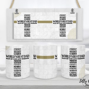 's Werelds beste vader Cross Man van God en wijsheid sterke bescheiden liefdevolle sublimatie mok ontwerp 11oz (of 12oz) & 15oz volledige wrap digitale download