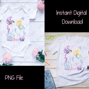 Underwater Mermaid Friends Sublimation T Shirt, Onesie Design, PNG File, Instant Digital Download, Multiple Uses: Shirts, Mugs, bags, etc.