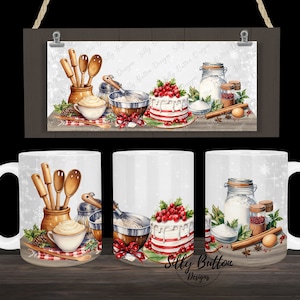 Design de caneca de sublimação para decoração de mesa de Natal, 11 onças (ou 12 onças) e 15 onças, modelo de caneca de envoltório completo, download digital PNG