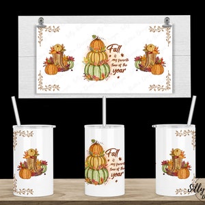 Herfst is mijn favoriete tijd van het jaar Pompoenen Sublimatie Rechte Sippy Cup Tumbler Design 12 oz. Kid's volledige wrap sjabloon digitale download
