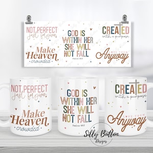 Pas parfait, Dieu pardonné Dieu foi religieuse Sublimation Mug Design, 11 oz (ou 12 oz) et 15 oz, modèle de tasse enveloppante, téléchargement numérique