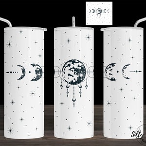 Moon Celestial Sky Dreamcatcher Fasi lunari Sublimazione Bicchiere dritto magro Design, 20 once. Modello avvolgente completo, download digitale