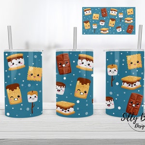 S'mores Kawaii Style Food Schokolade Marshmallows Sublimation Gerade Schnabeltasse Tumbler Design 12 oz. Vollständige Wrap Vorlage Digitaler Download
