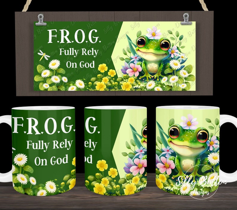 Frog Fully Rely on God With Flowers Religious Faith Floral Sublimation ...
