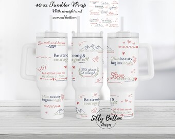 Inspirational Faith Sayings Psalms 40 oz Tumbler Wrap Sublimation Design Template Digital Design Download with Straight & Curved Bottom