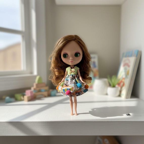 Cotton Monster Party Dress for Blythe Doll
