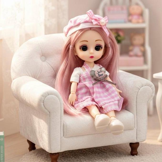 Mini BJD Doll: Pink Hair With Articulated Joints for Customization