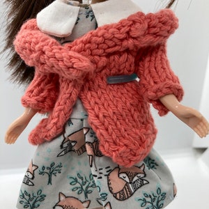 Doll Clothes, Blythe Doll Clothes, Fox Dress and Off the Shoulder Orange Cárdigan Sweater