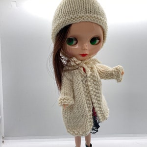 Handmade Wool Blythe Doll Sweater and Hat: Crocheted Winter Outfit