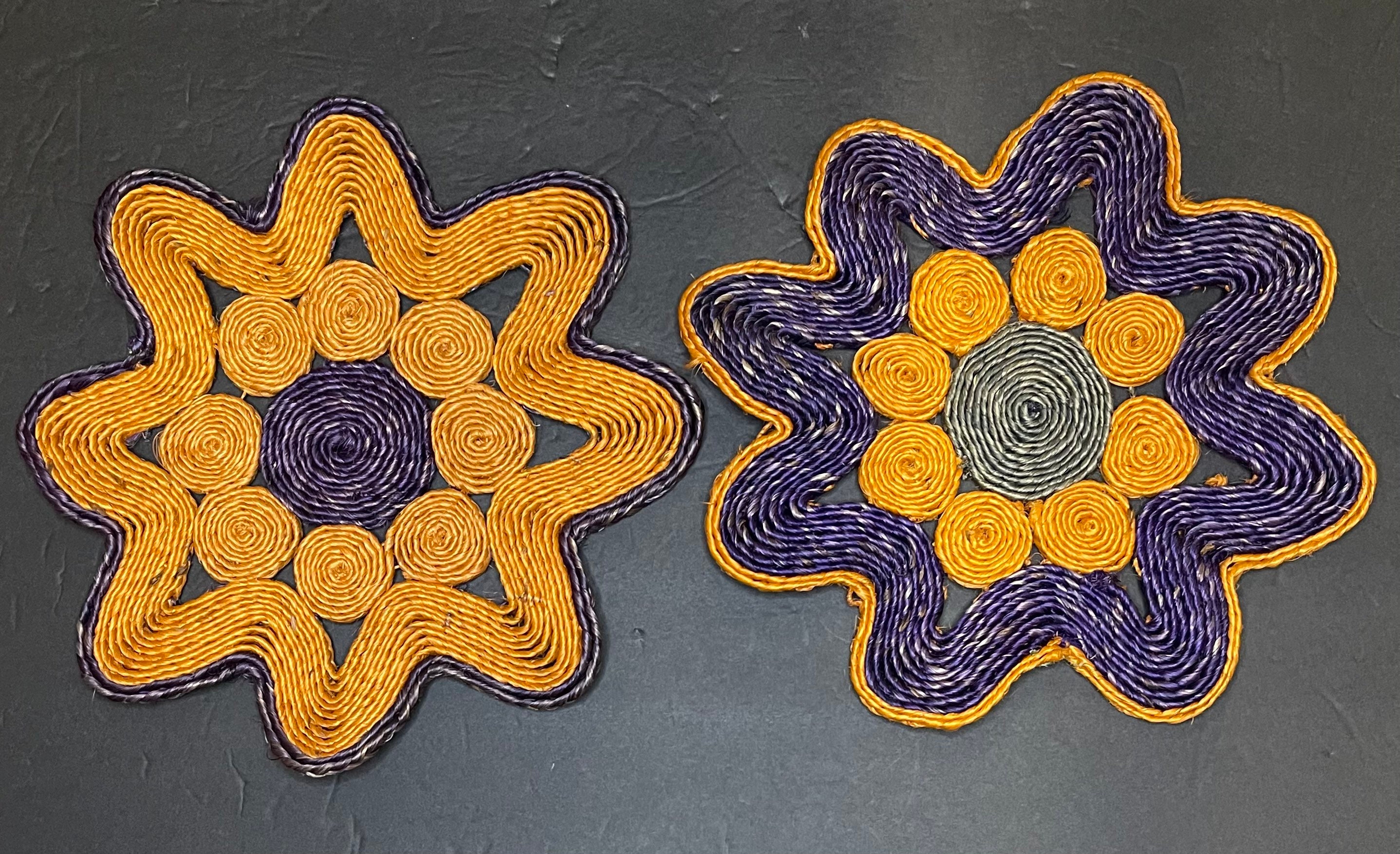 Vintage Woven Raffia Trivets Etsy