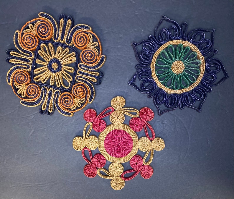 Vintage Woven Raffia Trivets Etsy