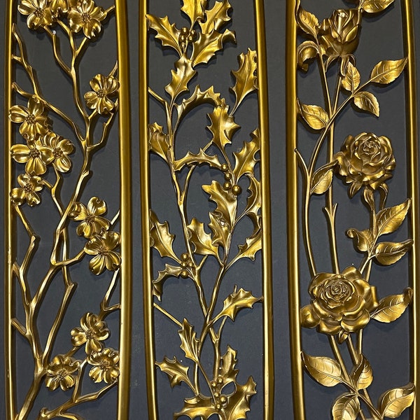 SYROCO Seasons Botanical Set of 3 Gold Wall Panels!