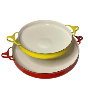 Kobenstyle Paella Pan In Yellow And Red Dansk Cookware.