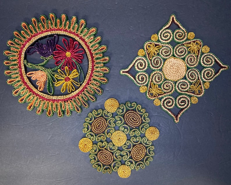 Vintage Woven Raffia Trivets Etsy