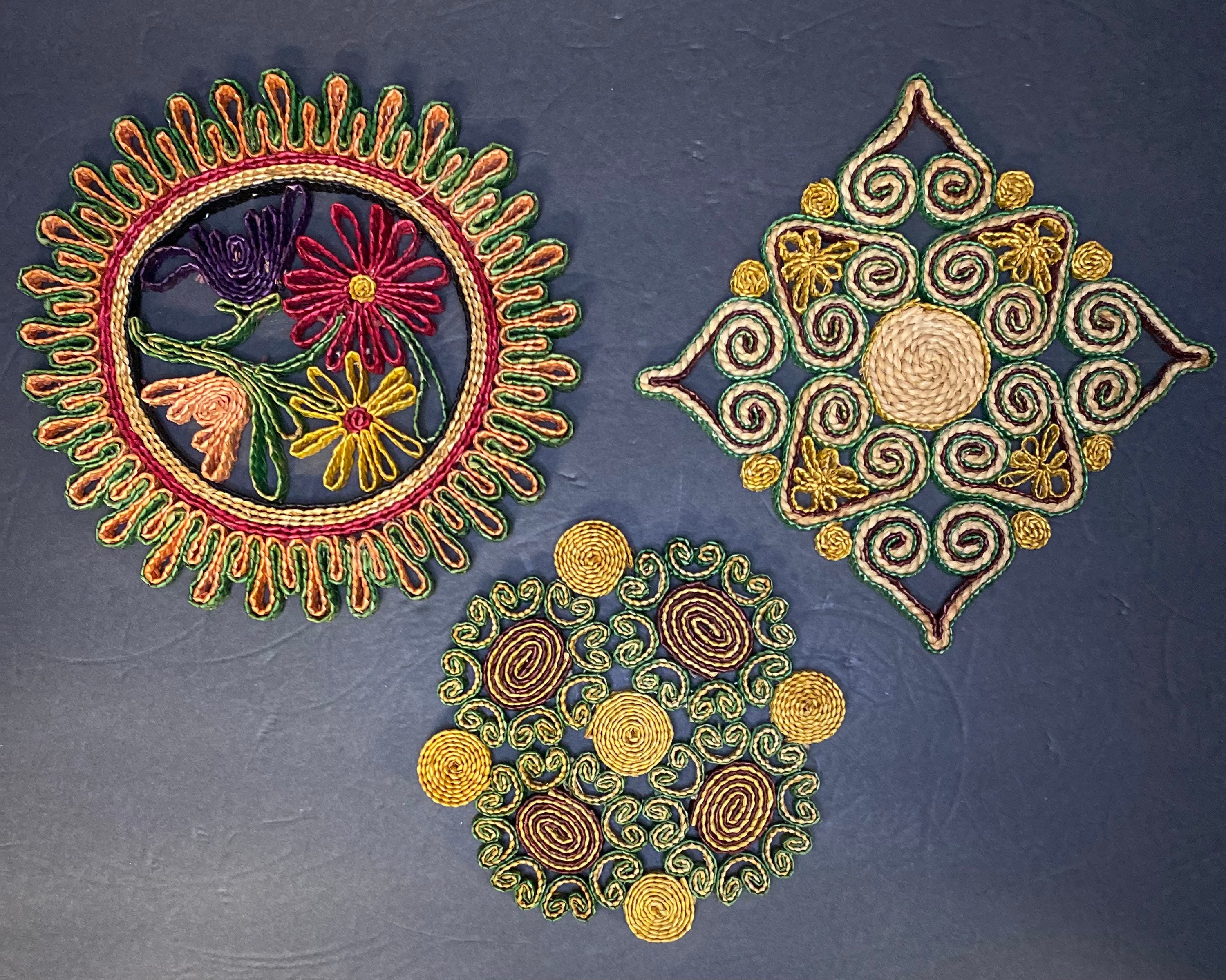 Vintage Woven Raffia Trivets Etsy