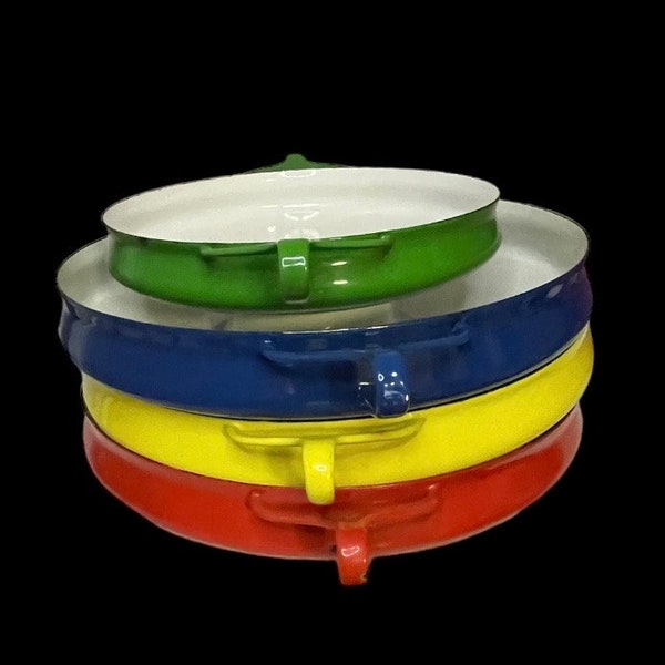 DANSK Blue, Red and Yellow 13 1/2” & Green 10” Paella Pan!