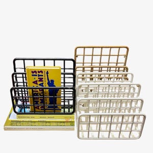 Yaffa Desk Catch-All Organizer, Letter Holder In Black, White, Tan.