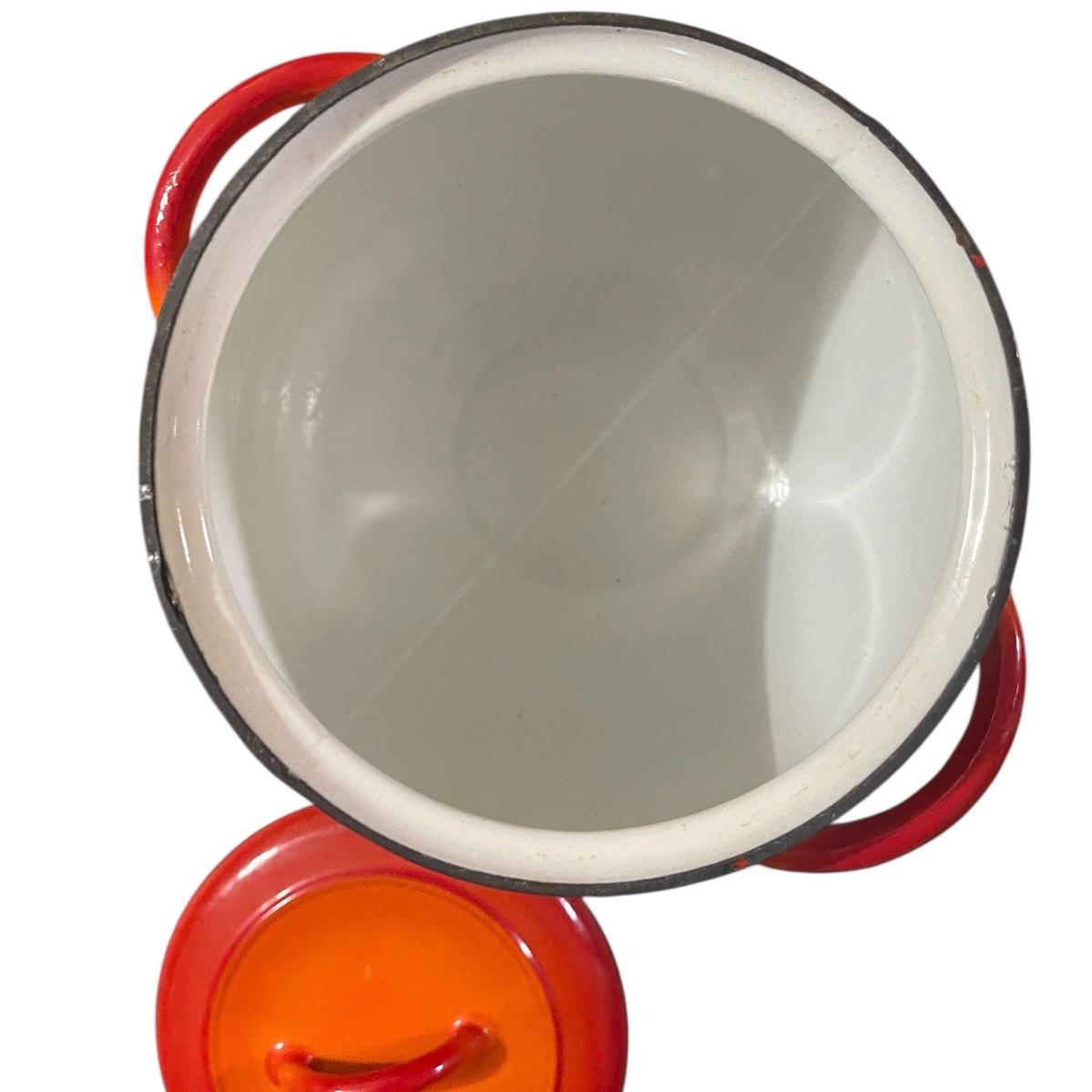 ヴィンテージ　DESCOWARE BELGIUM Flame Bean Pot Descoware Flame Orange Cast Iron Bean Pot. - Etsy