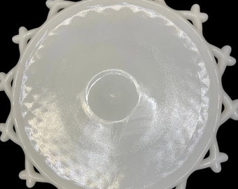 IMPERIAL Glass Ohio Laced Edge Milk Glass 12” Cake Stand!