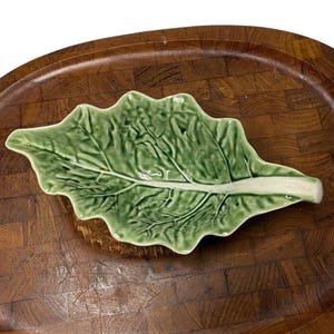 Leaf Gravy Boat With Stem Handle Vintage Bordallo Pinhiero 10”.