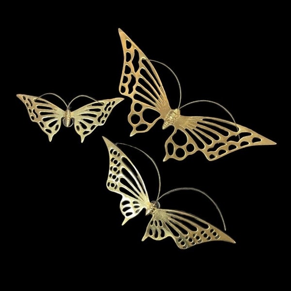Set of 3 Brass Butterfly Hanging Wall Decor!