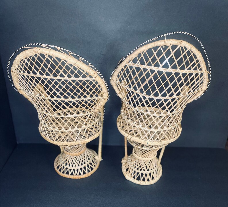 Mini Wicker Peacock Chair Plant Stands Etsy