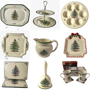 Assortment Of Classic Spode Christmas Tree Center Pieces.