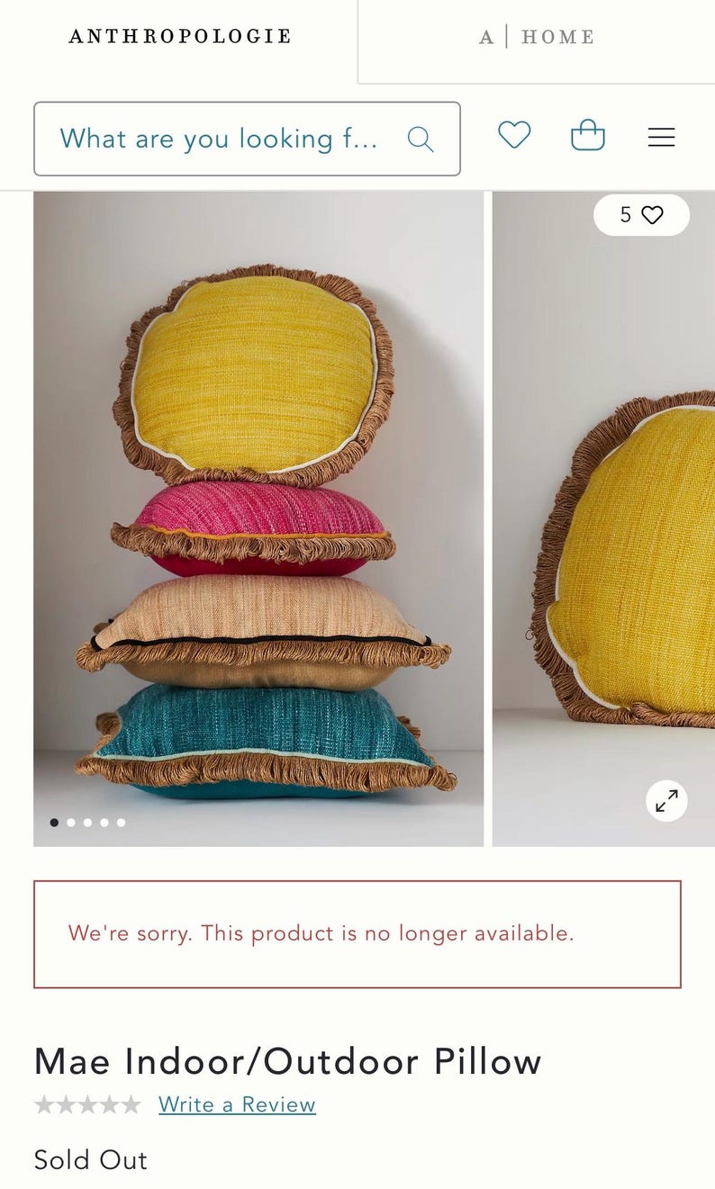 Cojín redondo Anthropologie de 45 cm (18 pulgadas) modelo "MAE", color rosa con borde amarillo y flecos color canela, para interior/exterior (nuevo con etiquetas). imagen 2
