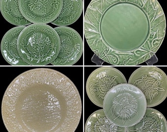 Bordallo Pinheiro Cabbage Green, Maple Green, Vine Green, Grapes Green, Pomegranate Green, Flowers Yellow Plates!