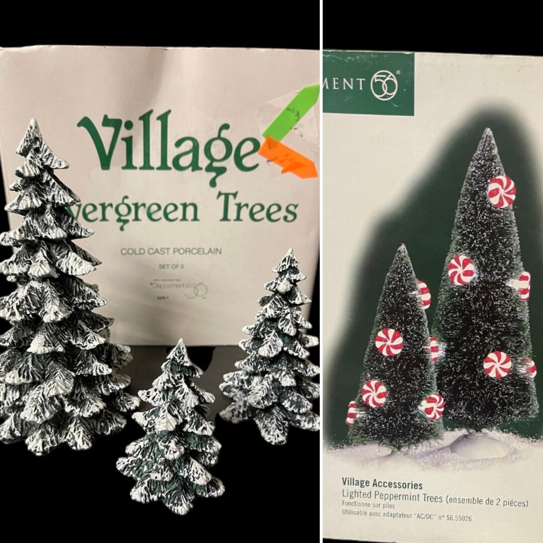 Department 56 Christmas Trees, Set of 2 Village Accesories Lighted