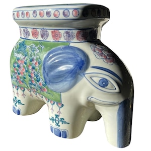 Chinoiserie Elephant Garden Seat Stool Planter Stand.