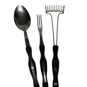 Cutco #1714 Mix-Stir Whisk, #1726 Turning Fork, #17 Basting Spoon (SOLD).