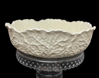 Erphila Art Pottery 9” White Majolica Cabbage Leaf Bowl!