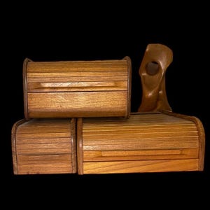 Teak Tambour Roll Top Storage Organizers!