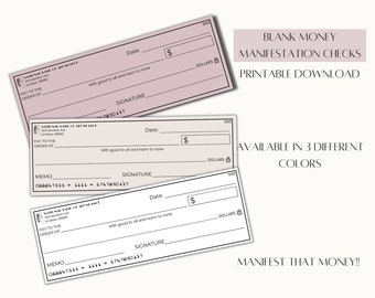 Geldmanifestatiecontroles, Vision Board-controles, overvloedscontroles, cheques voor geldmanifestatie, universumcontroles, manifestatie afdrukbaar