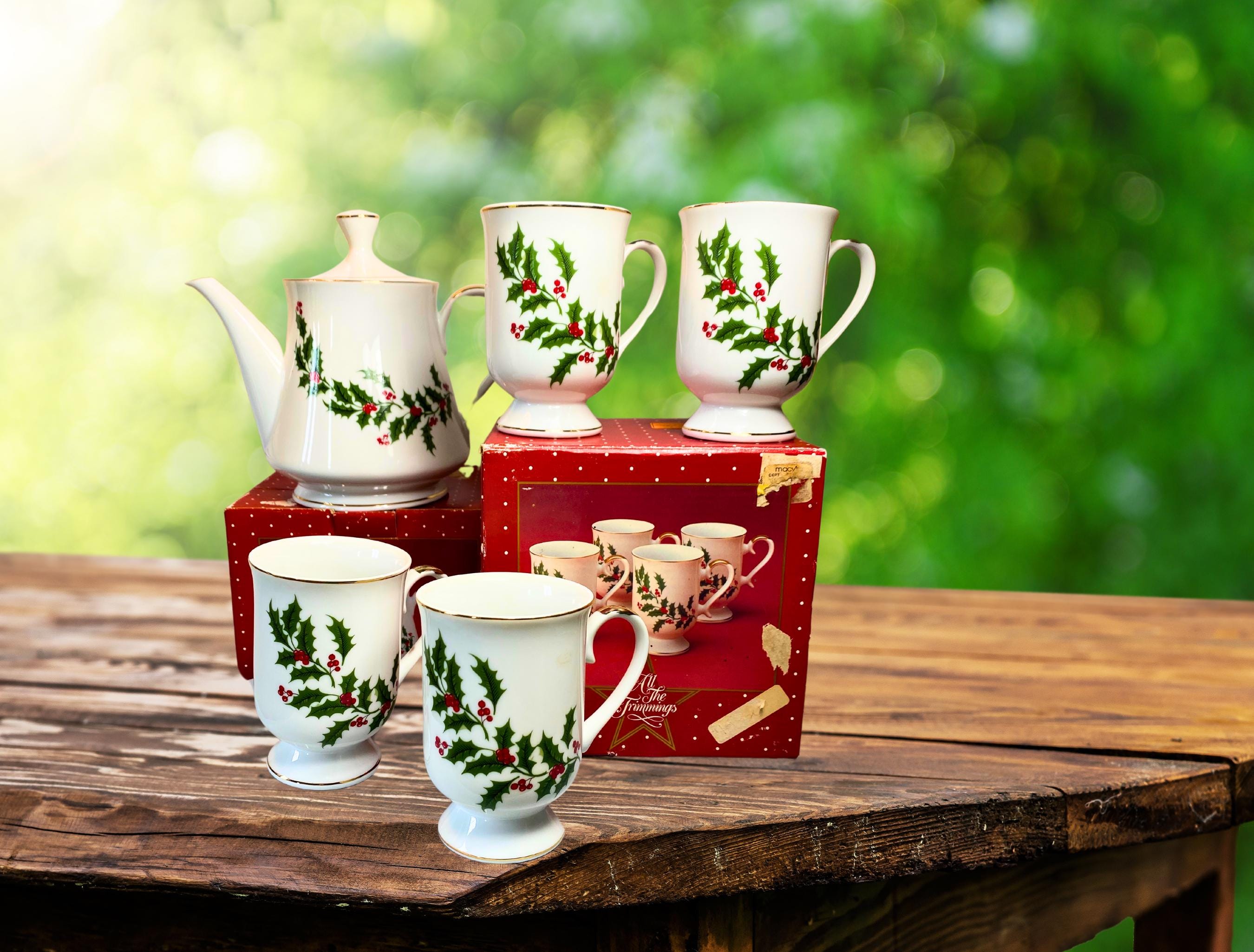 ガッゼトgazetteグッズ　19TH ANNIVERSARY TEA SET 1986 Macy's All the Trimmings Tea Set 5 Piece Porcelain Made in