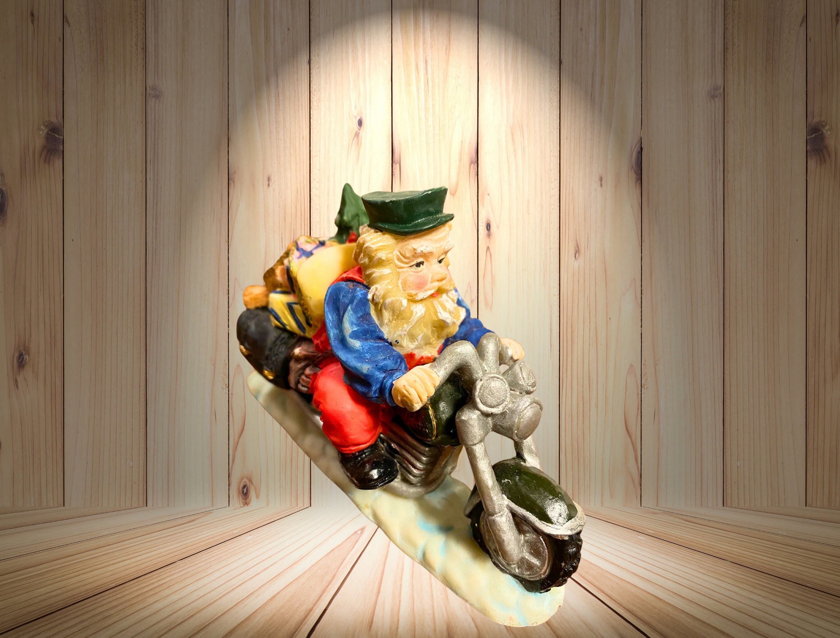Motorcycle Santa Figurine - Etsy