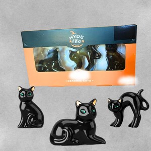 2025 Hyde & Eek!3pc Black Cats Mini Mantle Ceramic Decorative