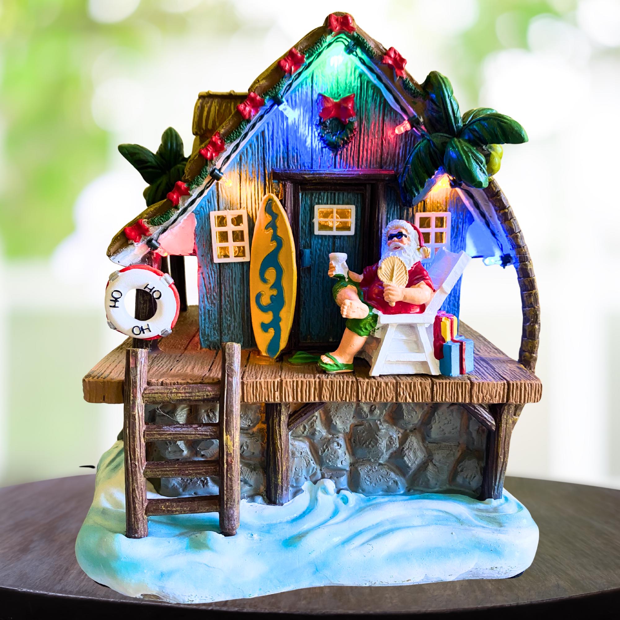 2025 Carole Towne Collection Santa's Beach House Figurine. 8.5