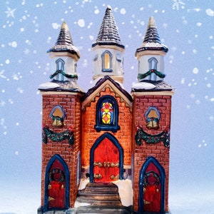Christmas Village Hand-Painted Lighted Church